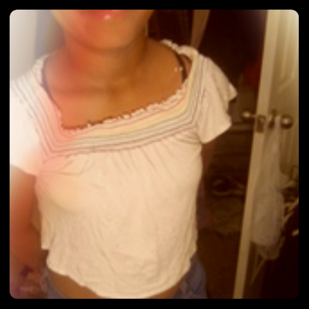 Rainbow collard white crop top